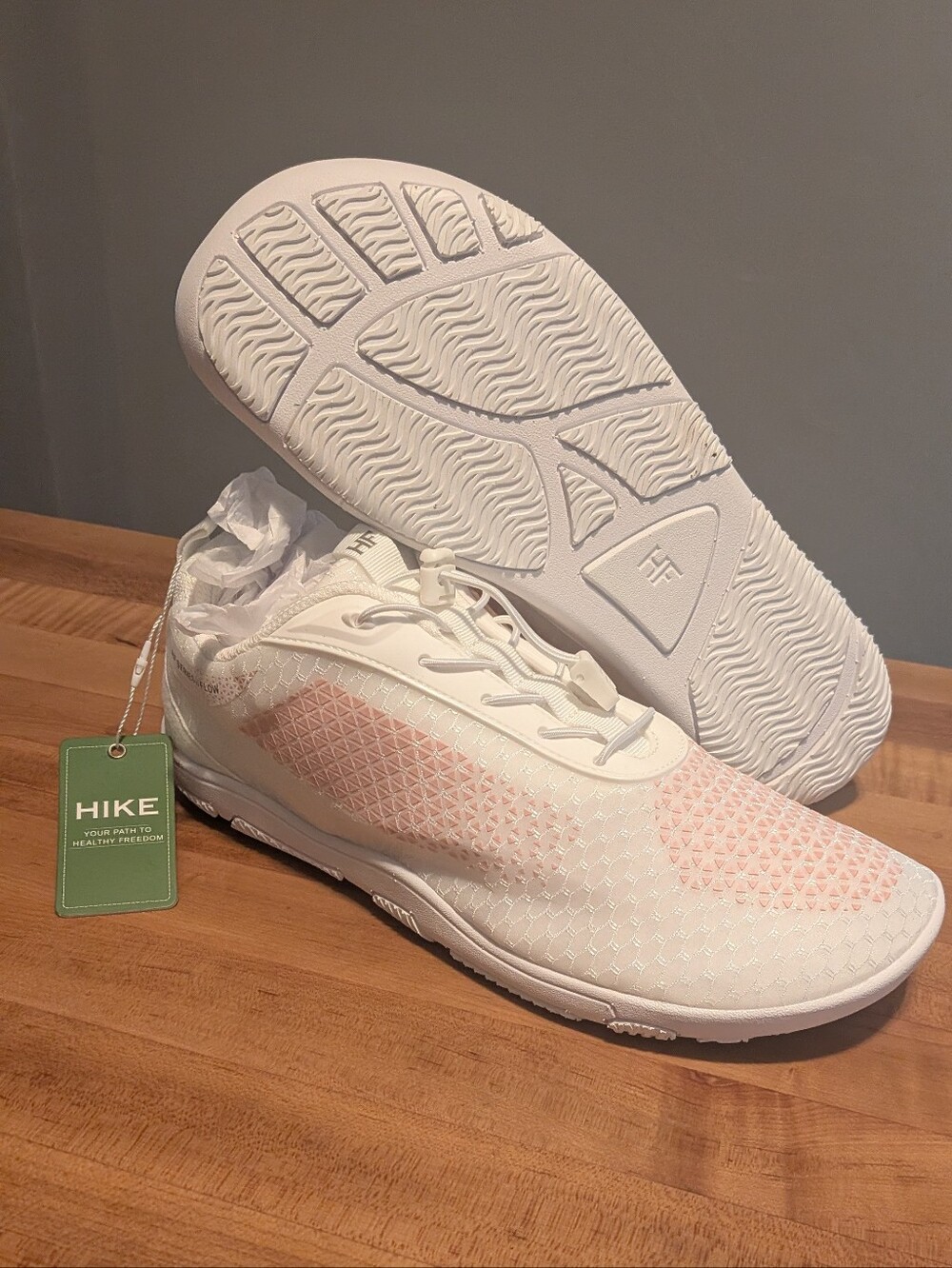 NWT Hike Footwear HF Series II Flow Barefoot Sneakers White/Pink Women's 13-13.5 - Picture 1 of 9